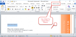 Mail for Sage Add-in in MS Word